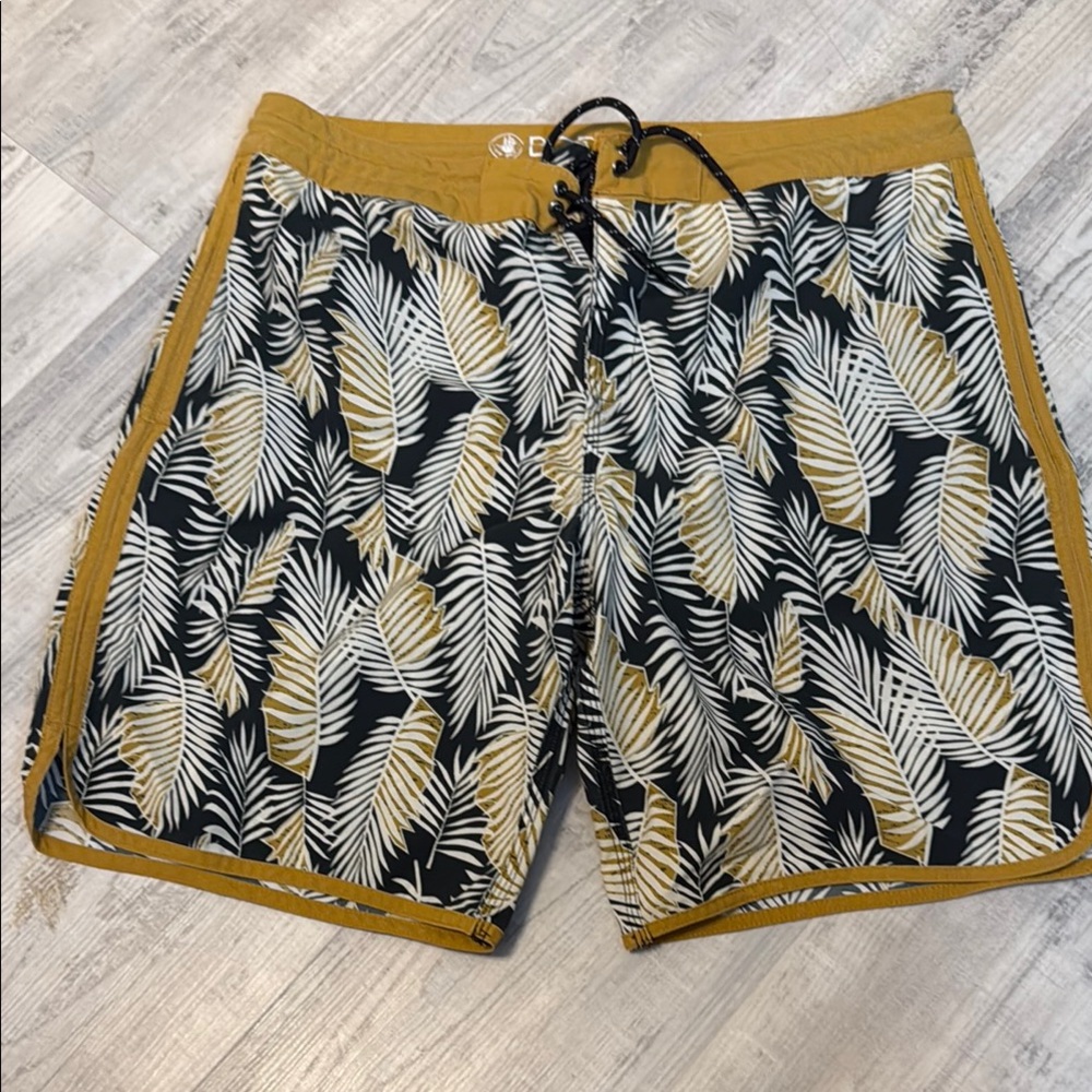 Body Glove Black and Gold Board Shorts Tropical Design